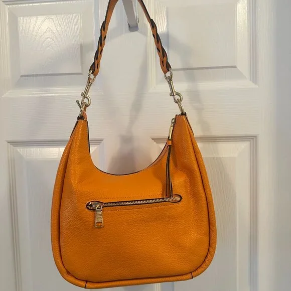 Coach Jules Hobo Bag Pebbled Leather - Orange - Picture 9 of 16